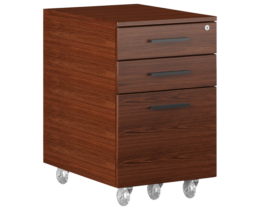 Chocolate Walnut Veneer & Black Steel/Satin Nickel Steel | BDI Sequel Mobile File Cabinet | Valley Ridge Furniture