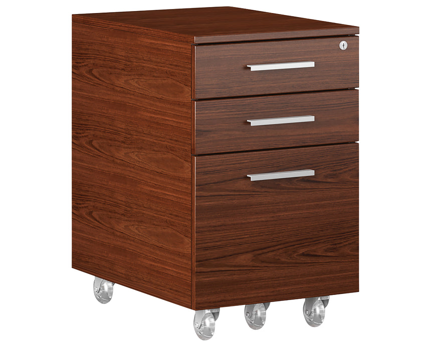Chocolate Walnut Veneer & Black Steel/Satin Nickel Steel | BDI Sequel Mobile File Cabinet | Valley Ridge Furniture