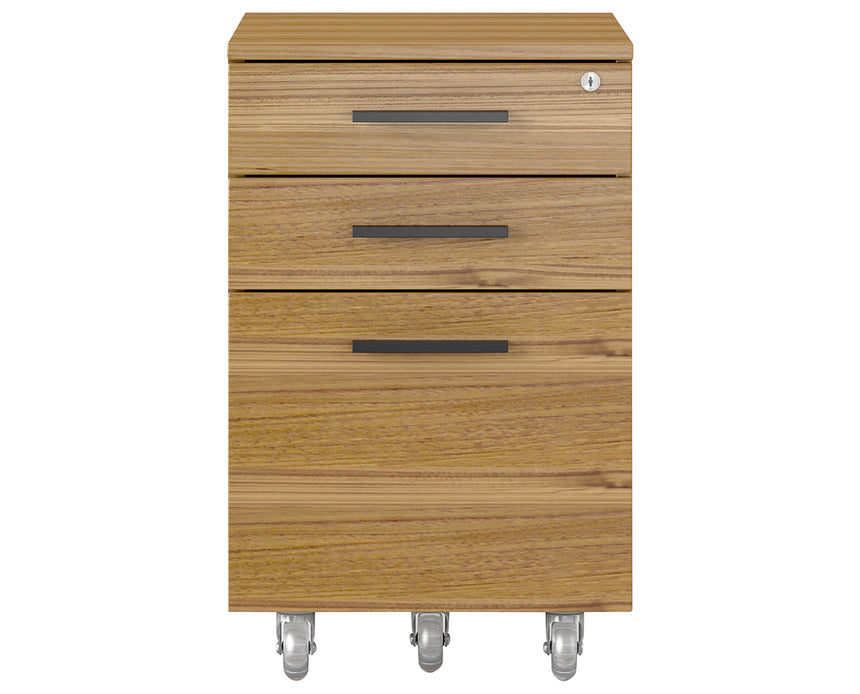 Natural Walnut Veneer & Black Steel/Satin Nickel Steel | BDI Sequel Mobile File Cabinet | Valley Ridge Furniture