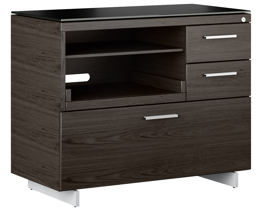 Charcoal Ash Veneer and Black Satin-Etched Glass with Satin Nickel Steel | BDI Sequel Multi Function Cabinet | Valley Ridge Furniture