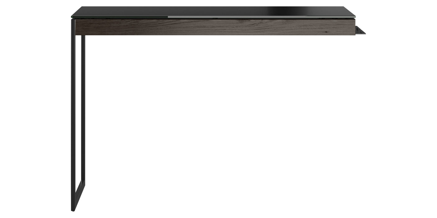 Charcoal Ash Veneer and Black Satin-Etched Glass with Black Steel | BDI Sequel Desk Return | Valley Ridge Furniture