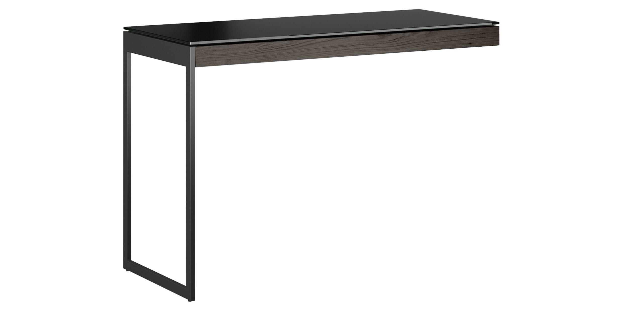 Charcoal Ash Veneer and Black Satin-Etched Glass with Black Steel | BDI Sequel Desk Return | Valley Ridge Furniture