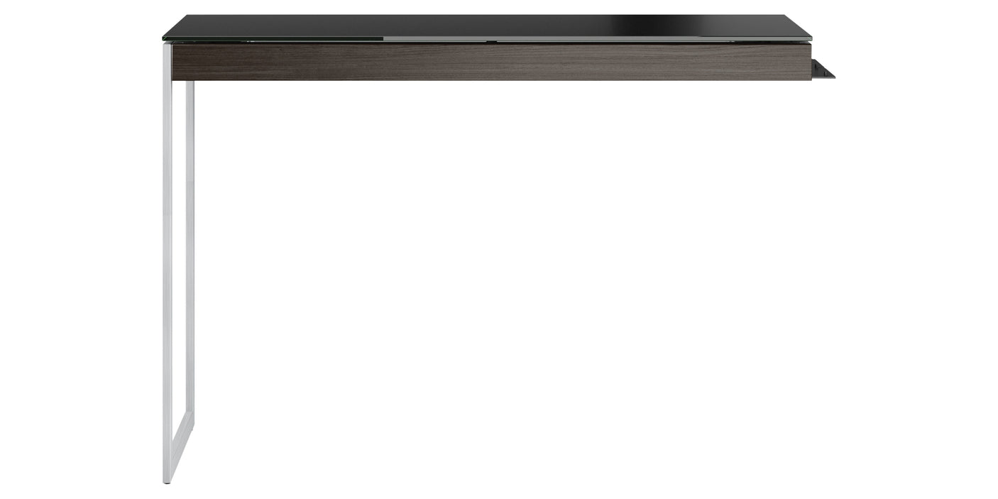 Charcoal Ash Veneer and Black Satin-Etched Glass with Satin Nickel Steel | BDI Sequel Desk Return | Valley Ridge Furniture