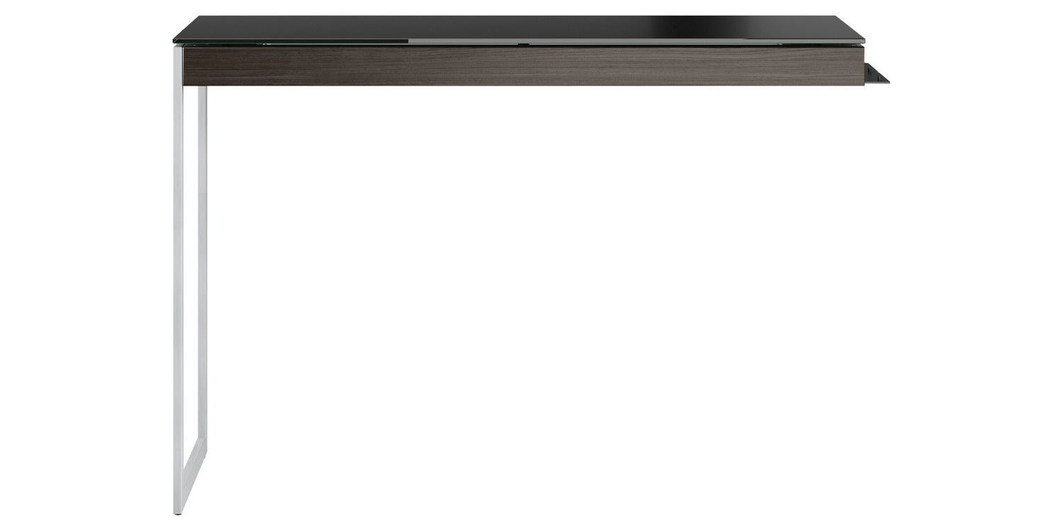 Charcoal Ash Veneer and Black Satin-Etched Glass with Satin Nickel Steel | BDI Sequel Desk Return | Valley Ridge Furniture