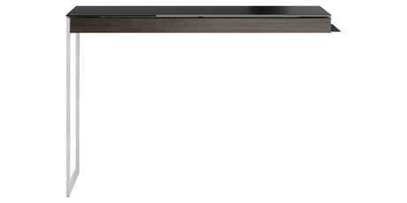 Charcoal Ash Veneer and Black Satin-Etched Glass with Satin Nickel Steel | BDI Sequel Desk Return | Valley Ridge Furniture
