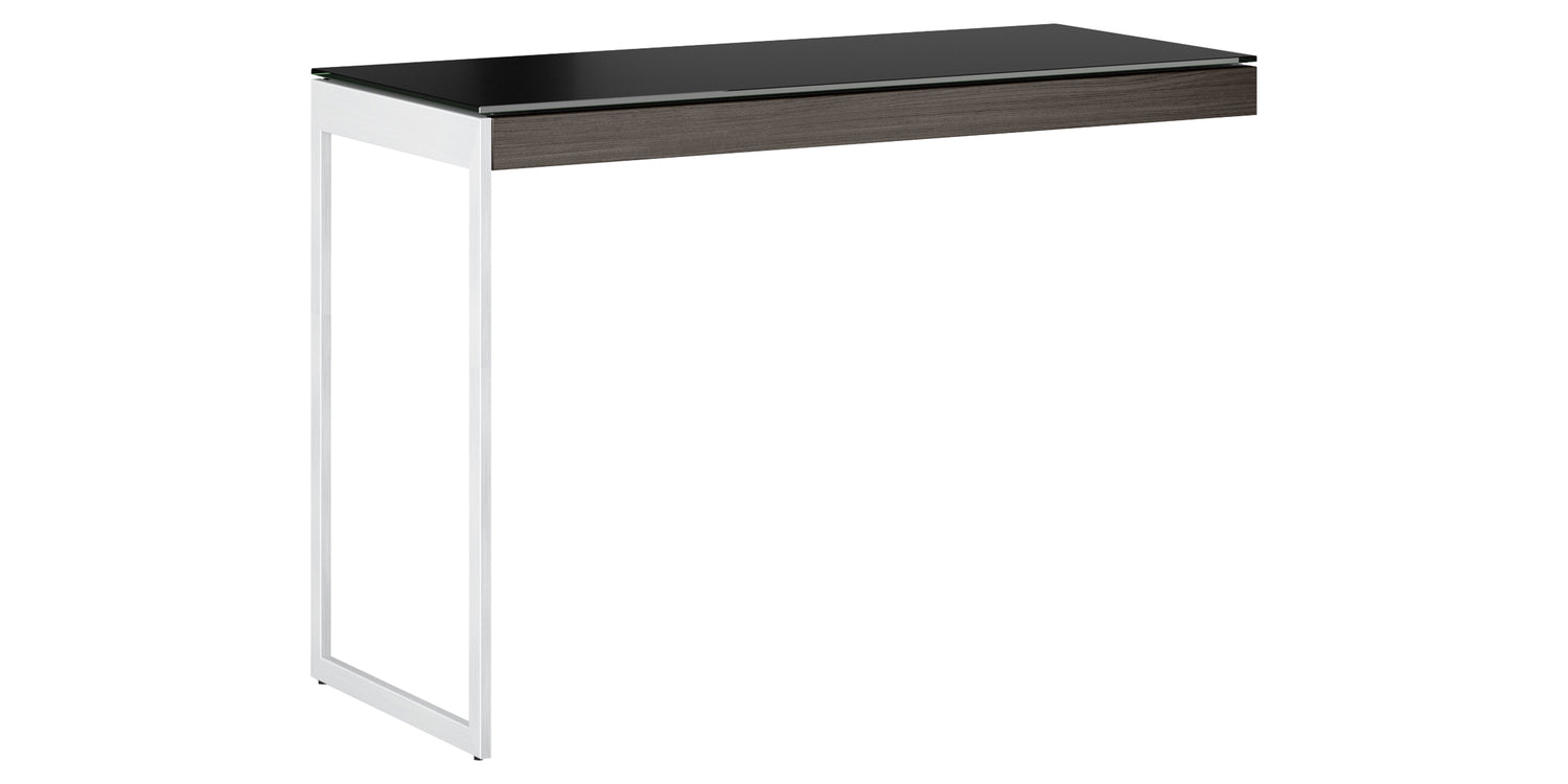 Charcoal Ash Veneer and Black Satin-Etched Glass with Satin Nickel Steel | BDI Sequel Desk Return | Valley Ridge Furniture