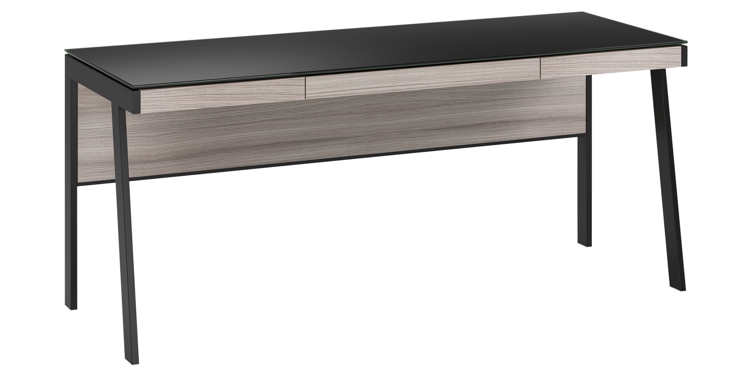 Strata Laminate &amp; Black Satin-Etched Glass with Black Steel | BDI Sigma Desk | Valley Ridge Furniture