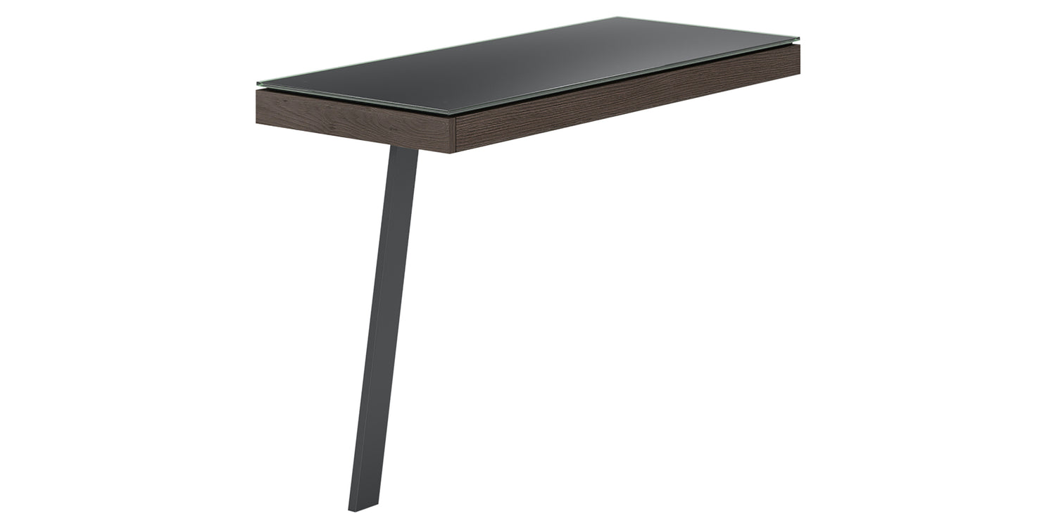 Sepia Laminate & Black Satin-Etched Glass with Black Steel | BDI Sigma Desk Return | Valley Ridge Furniture