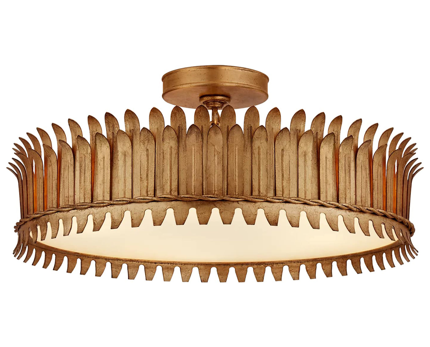 Gilded Iron & Frosted Glass | Leslie 21" Semi-Flush | Valley Ridge Furniture