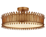 Gilded Iron & Frosted Glass | Leslie 21" Semi-Flush | Valley Ridge Furniture