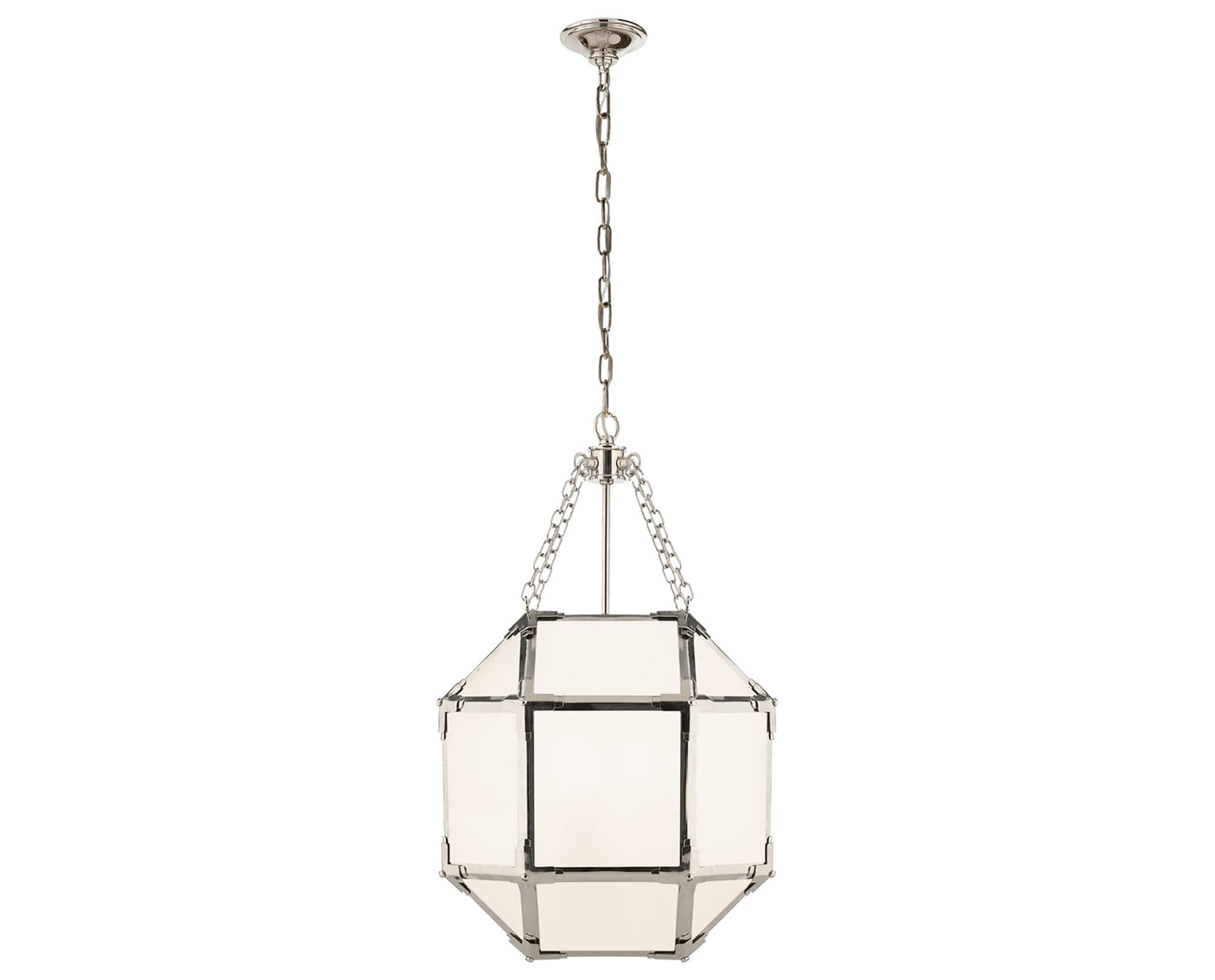 Polished Nickel and White Glass | Morris Small Lantern | Valley Ridge Furniture