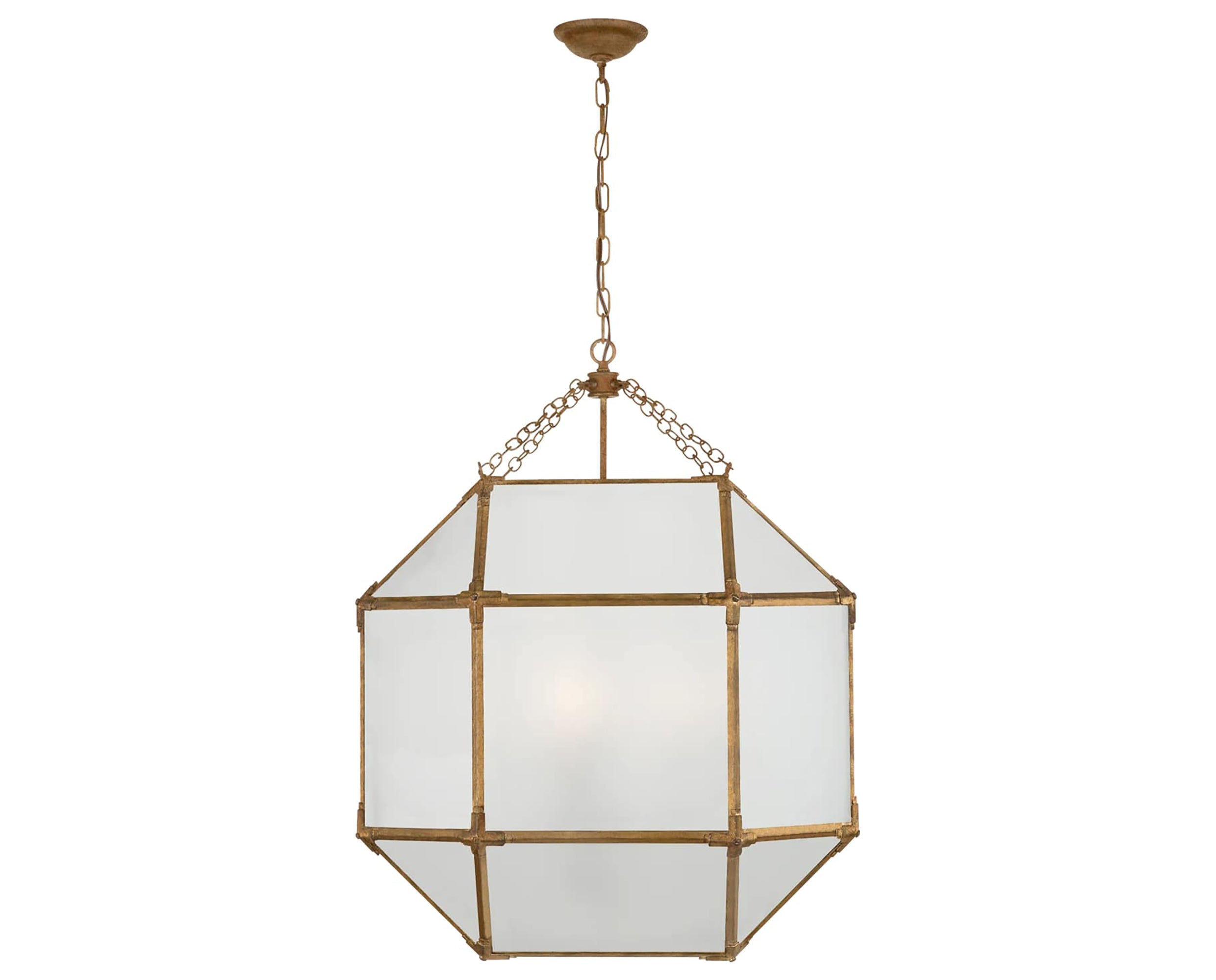 Gilded Iron and Frosted Glass | Morris Large Lantern | Valley Ridge Furniture