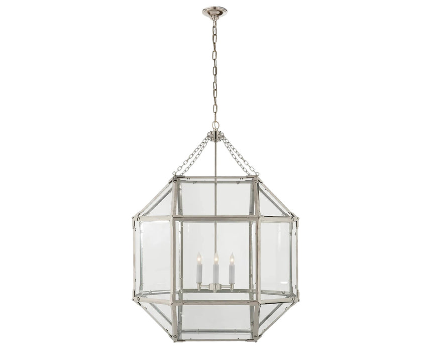 Polished Nickel and Clear Glass | Morris Large Lantern | Valley Ridge Furniture