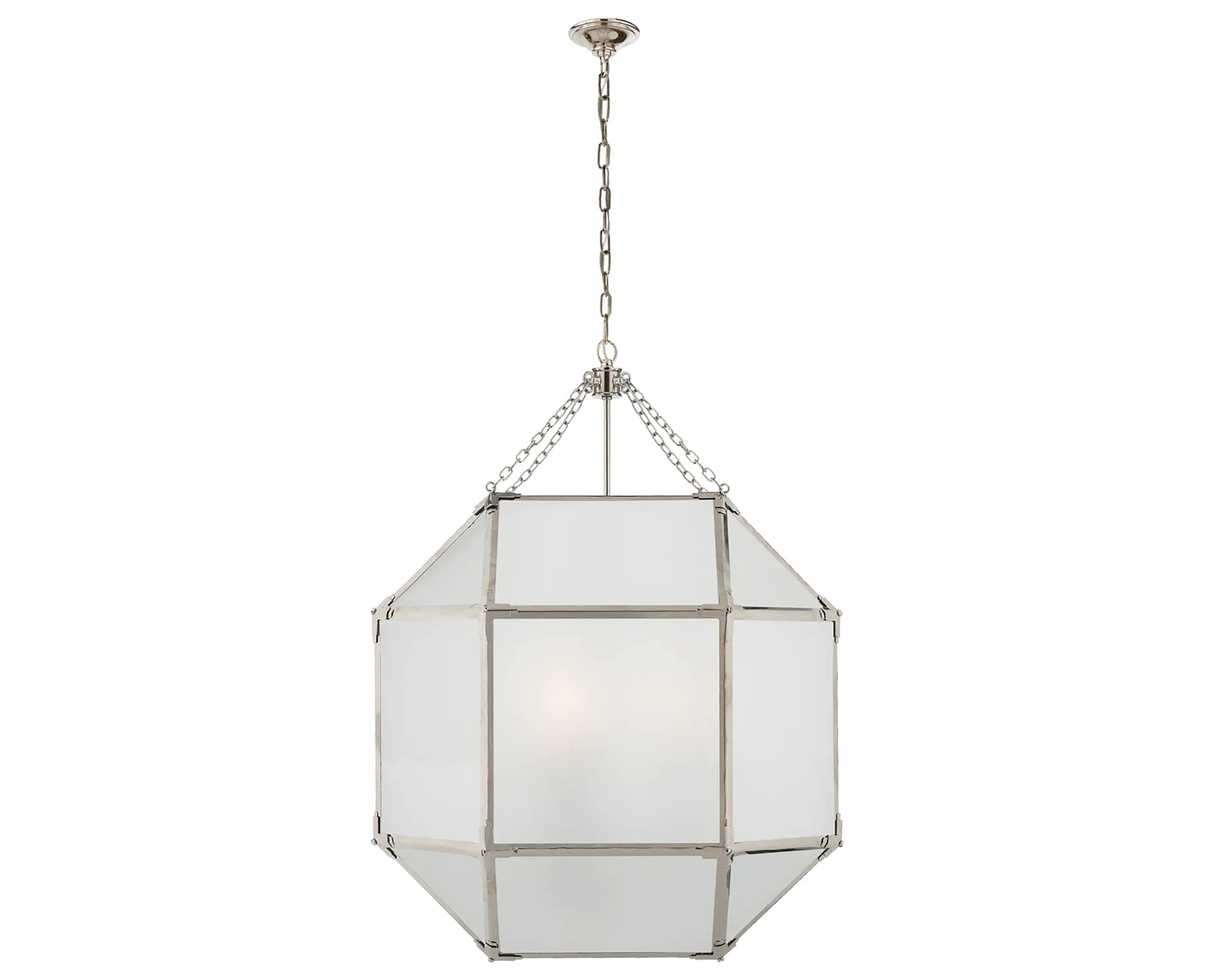 Polished Nickel and Frosted Glass | Morris Large Lantern | Valley Ridge Furniture