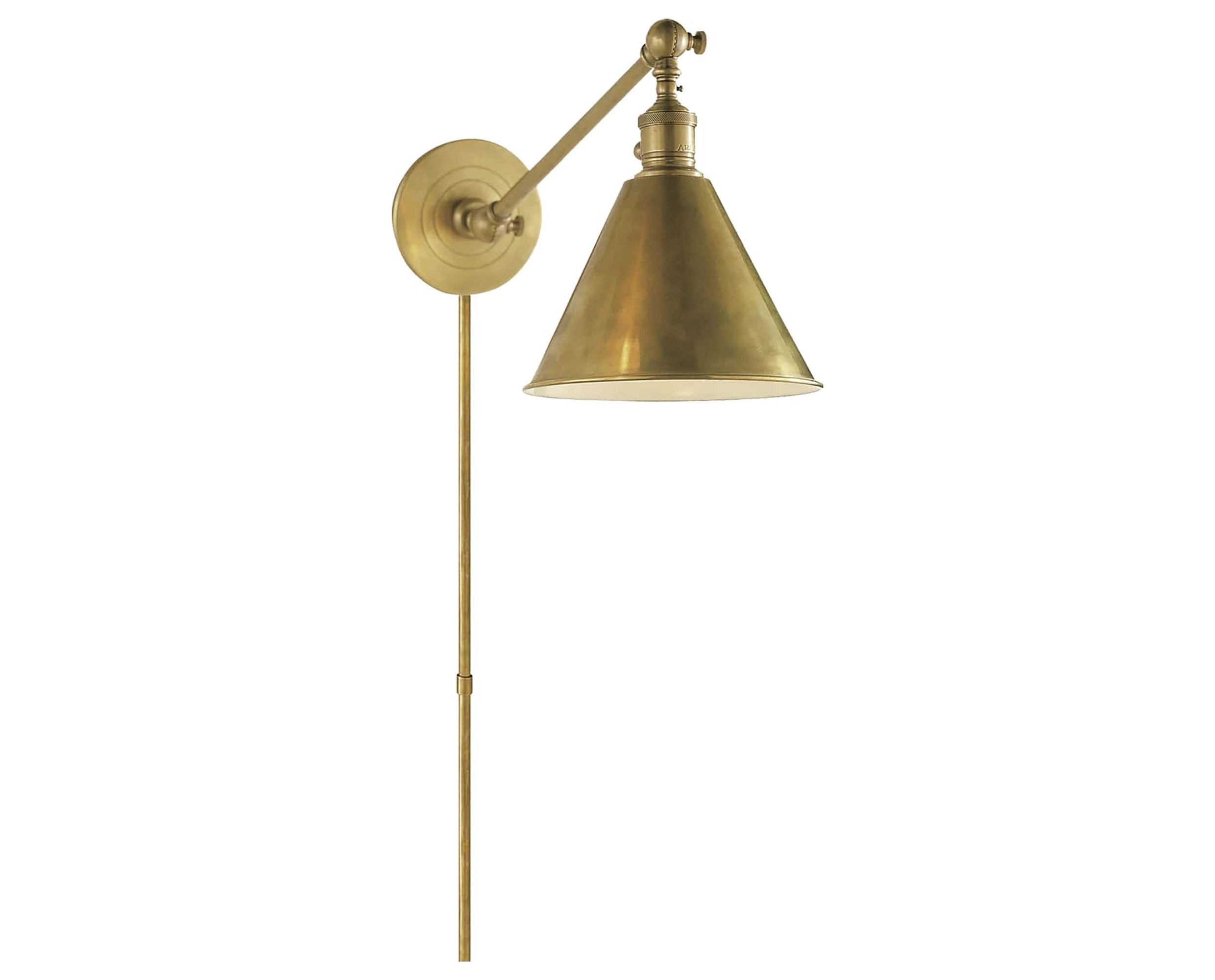 Hand-Rubbed Antique Brass | Boston Functional Single Arm Library Light | Valley Ridge Furniture
