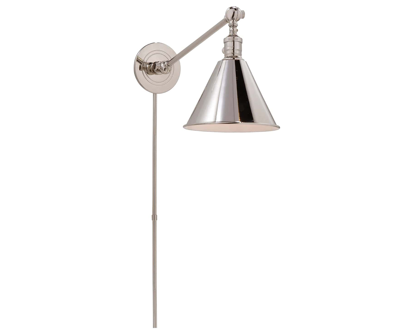 Polished Nickel | Boston Functional Single Arm Library Light | Valley Ridge Furniture