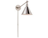 Polished Nickel | Boston Functional Single Arm Library Light | Valley Ridge Furniture