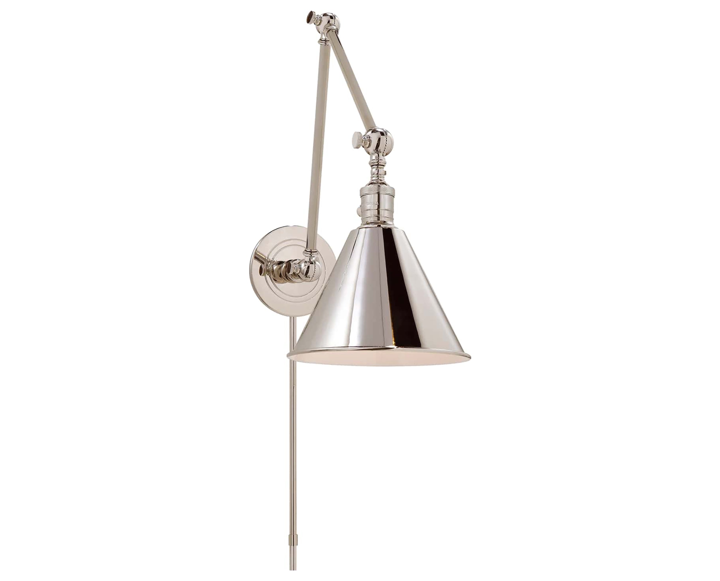 Polished Nickel | Boston Functional Double Arm Library Light | Valley Ridge Furniture