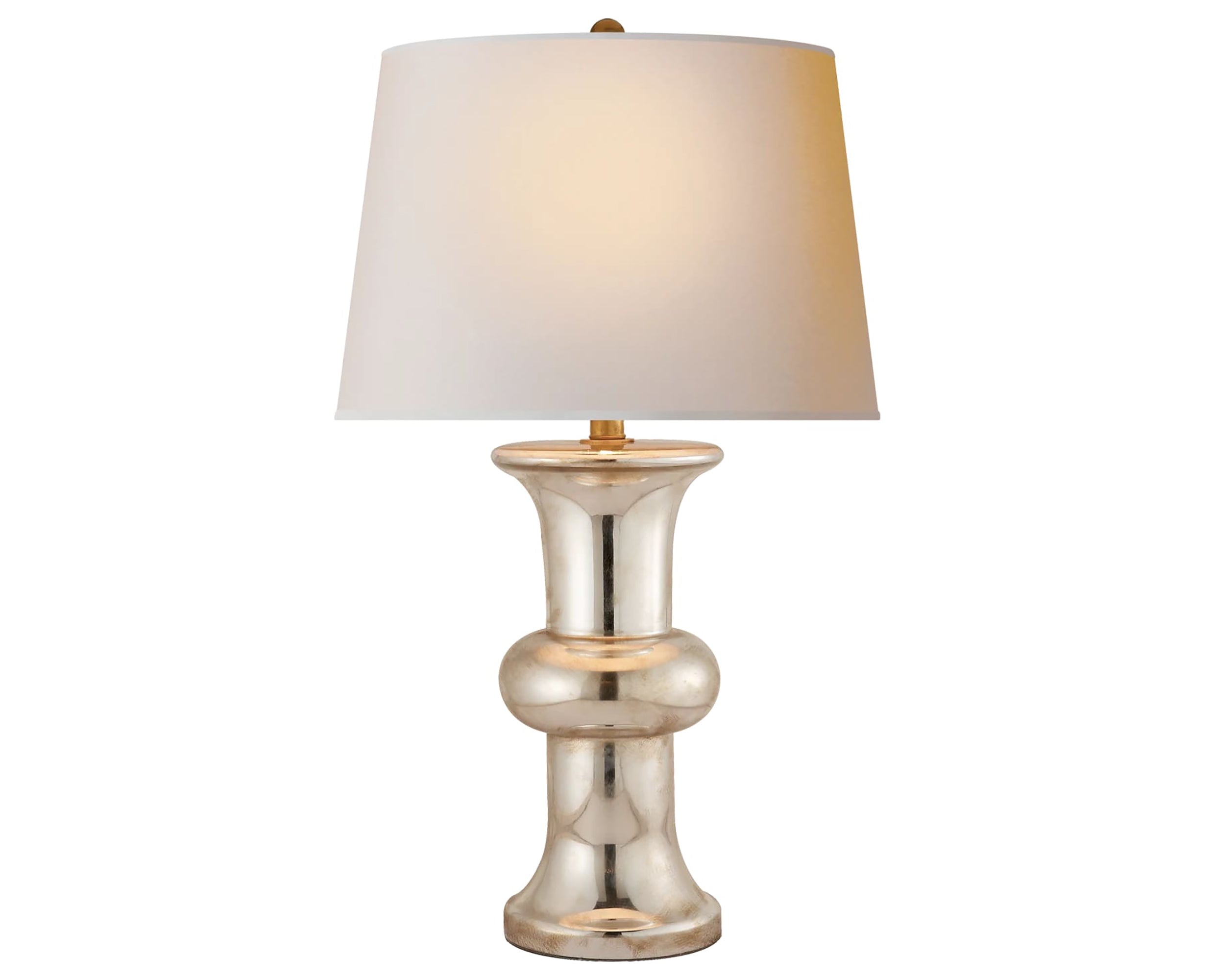 Mercury Glass & Natural Paper | Bull Nose Cylinder Table Lamp | Valley Ridge Furniture