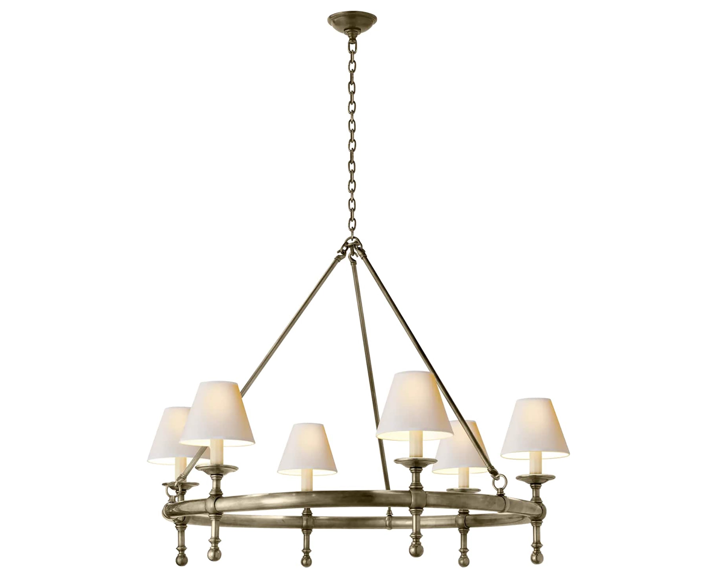 Antique Nickel &amp; Natural Paper | Classic Ring Chandelier | Valley Ridge Furniture