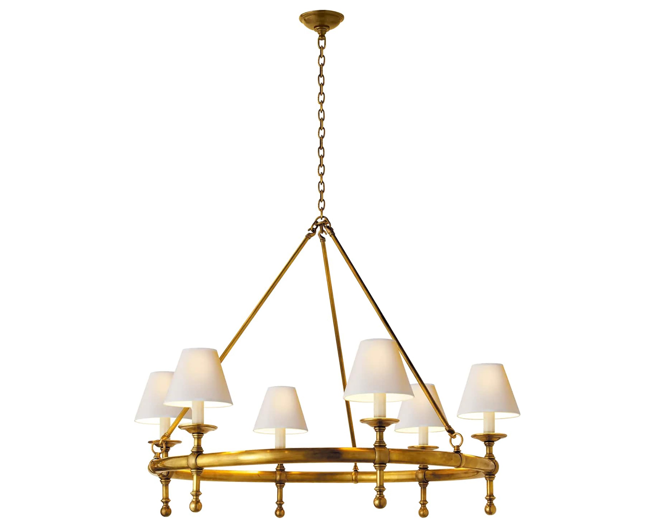 Hand-Rubbed Antique Brass &amp; Natural Paper | Classic Ring Chandelier | Valley Ridge Furniture