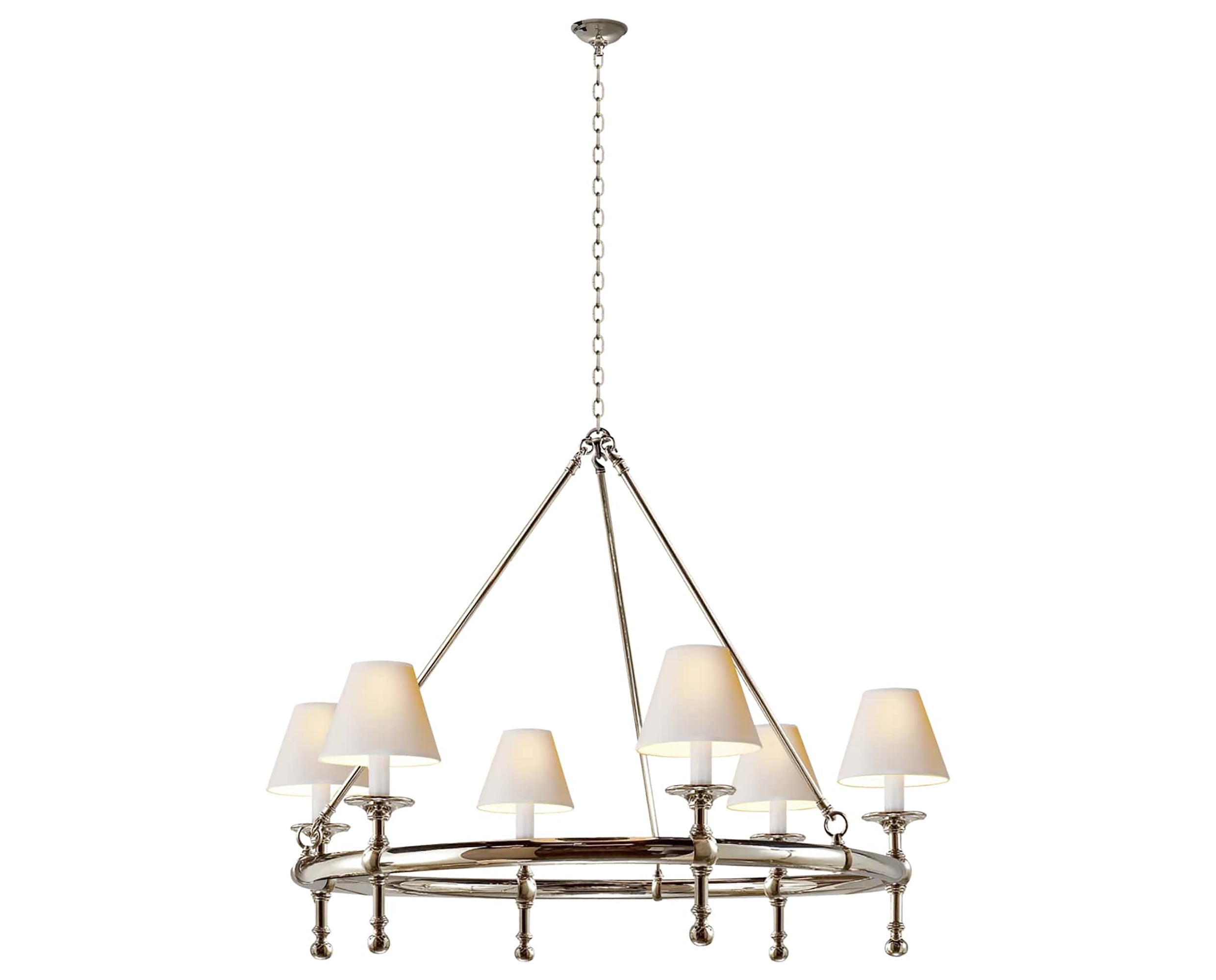 Polished Nickel & Natural Paper | Classic Ring Chandelier | Valley Ridge Furniture