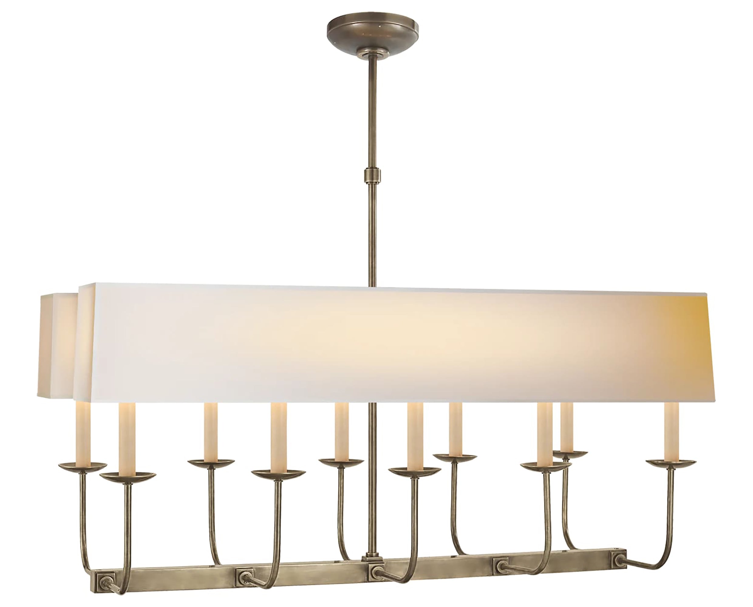 Antique Nickel and 2 - 36.5in x 37in x 6.5in Paper Rectangle | Linear Branched Chandelier | Valley Ridge Furniture
