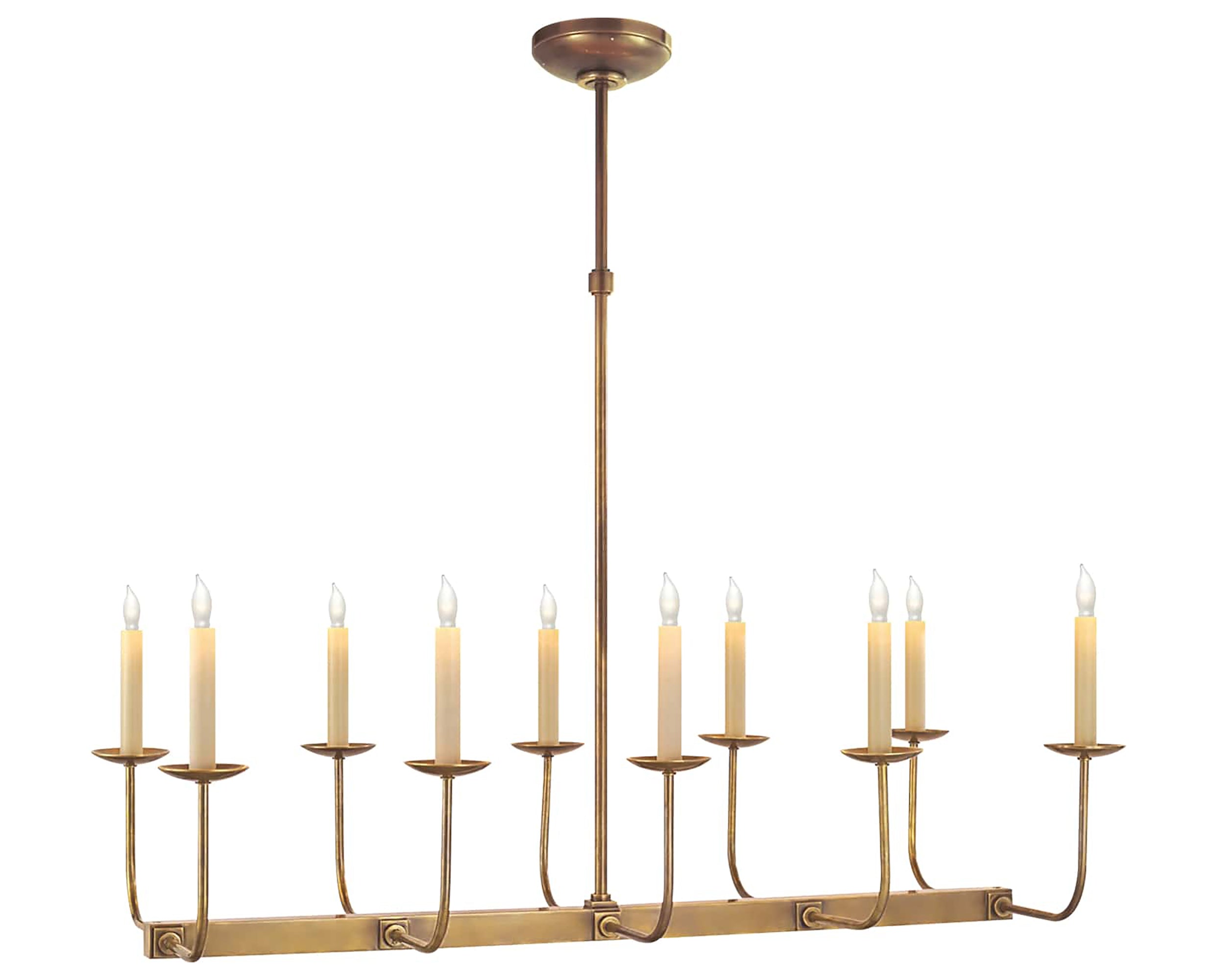 Hand-Rubbed Antique Brass and CHS104NP Shades Sold Separately | Linear Branched Chandelier | Valley Ridge Furniture