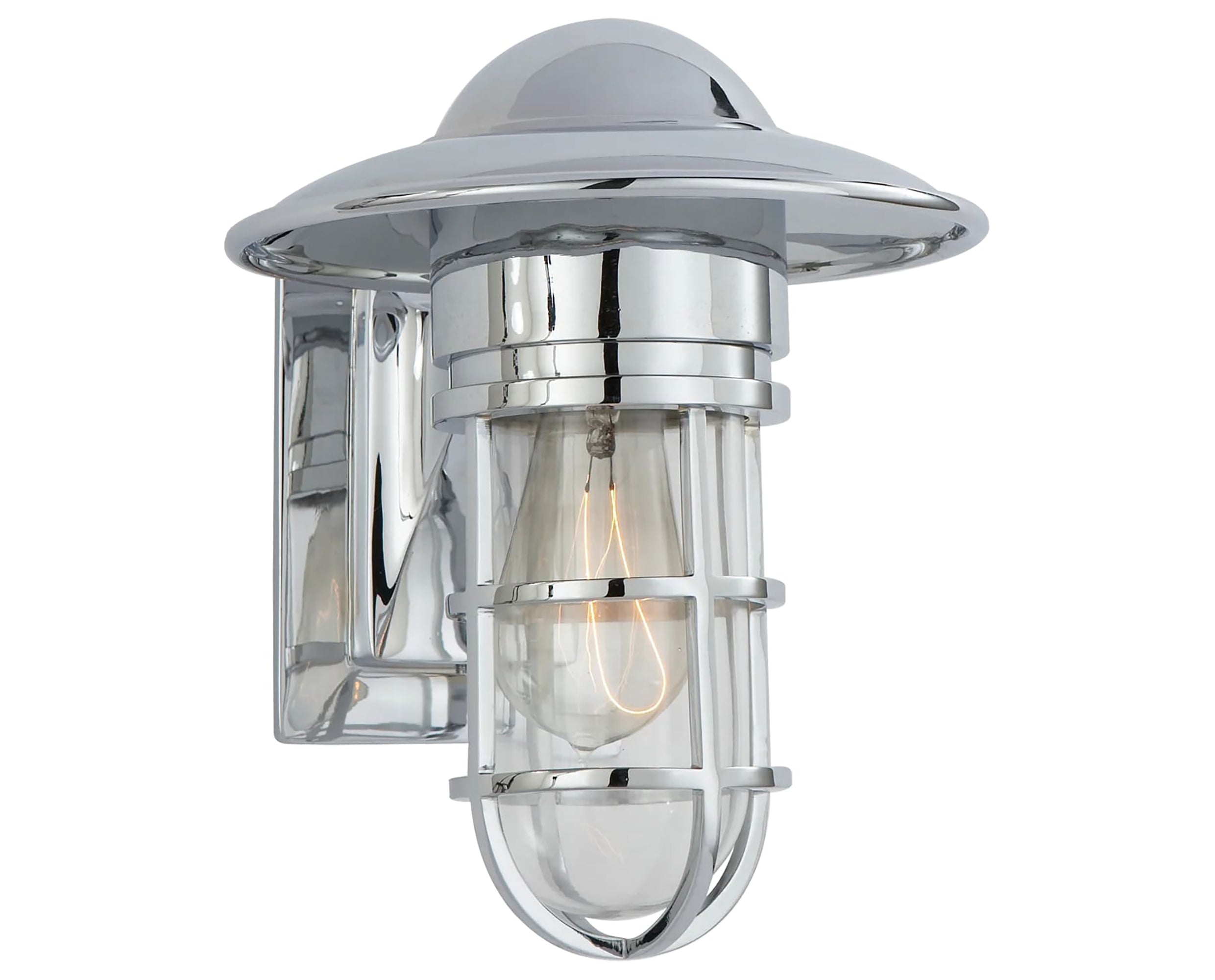 Chrome &amp; Clear Glass | Marine Indoor/Outdoor Wall Light | Valley Ridge Furniture
