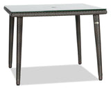38in Square Dining Table w/Clear Glass & Umbrella Hole | Ratana Palm Harbor Collection | Valley Ridge Furniture
