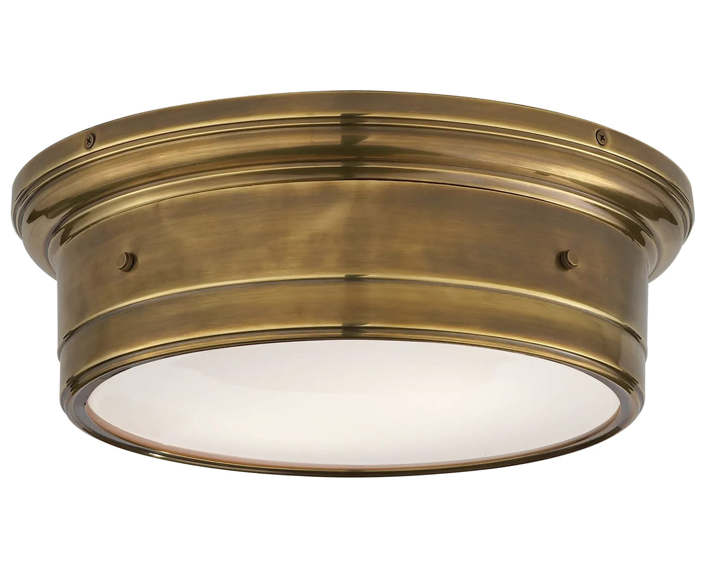 Hand-Rubbed Antique Brass & White Glass | Siena Large Flush Mount | Valley Ridge Furniture