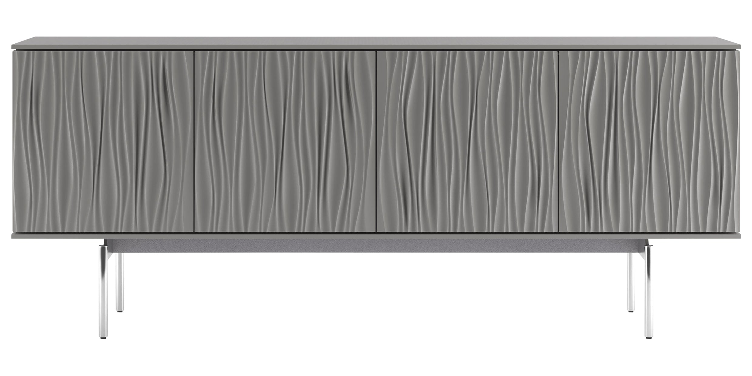 Fog Grey Wood &amp; Polished Chrome | BDI Tanami Modern Credenza | Valley Ridge Furniture