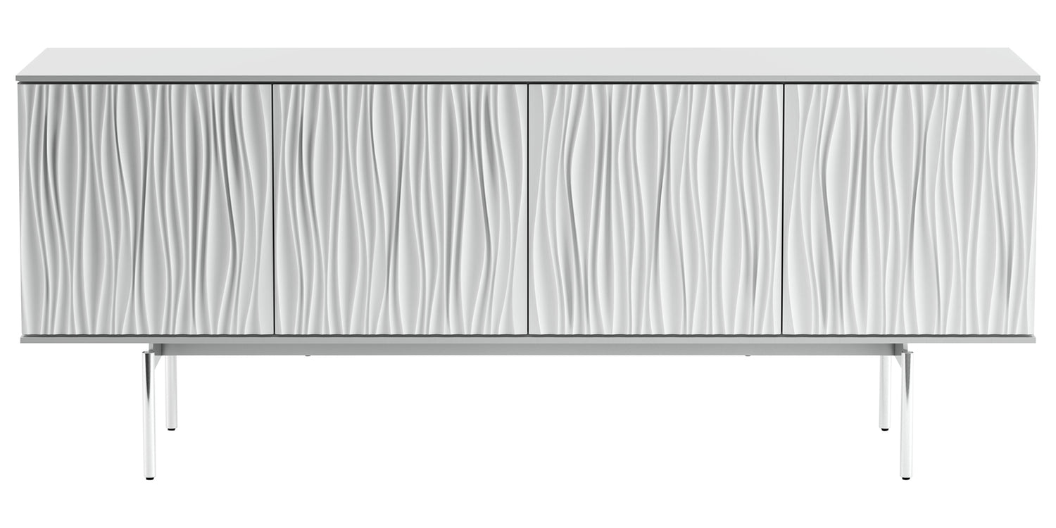 Satin White Wood & Polished Chrome | BDI Tanami Modern Credenza | Valley Ridge Furniture