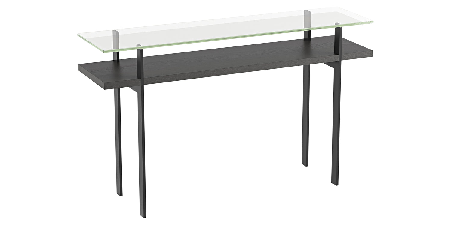 Charcoal Ash Veneer & Polished Tempered Glass with Black Steel | BDI Terrace Slim Console Table | Valley Ridge Furniture