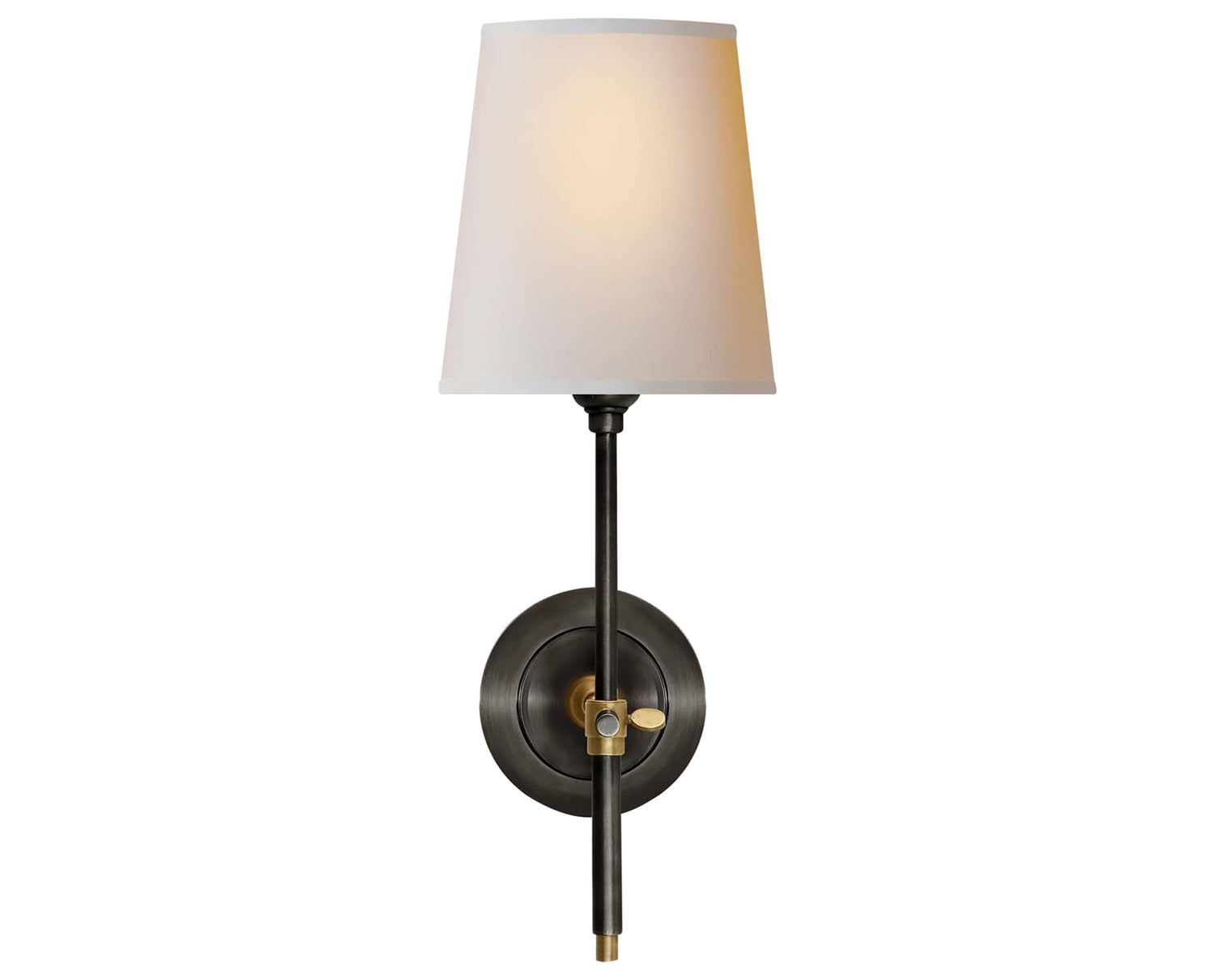 Bronze and Hand-Rubbed Antique Brass with Natural Paper | Bryant Sconce - Natural Paper Shade | Valley Ridge Furniture