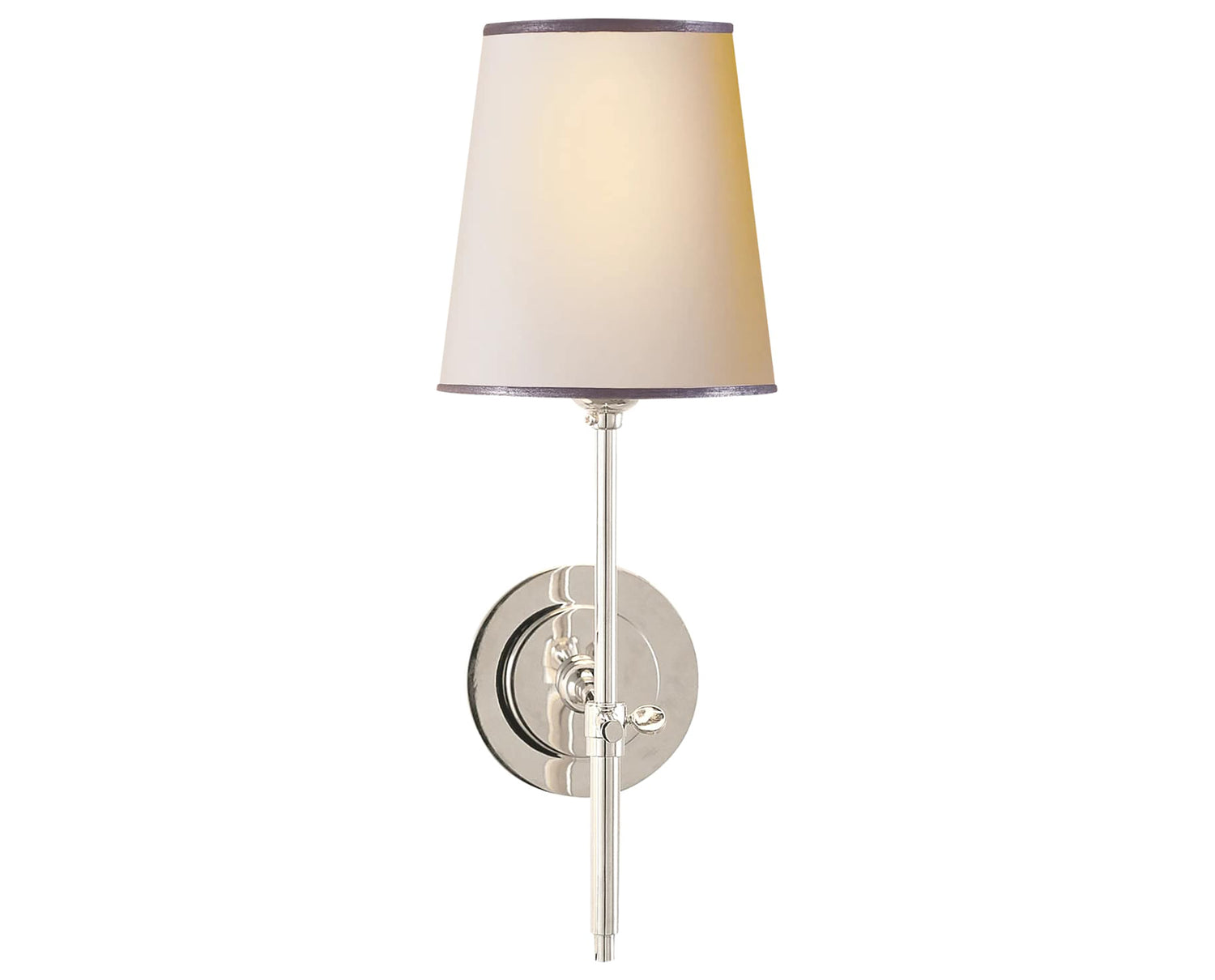 Polished Nickel & Natural Paper with Silver Trim | Bryant Sconce - Natural Paper Shade | Valley Ridge Furniture