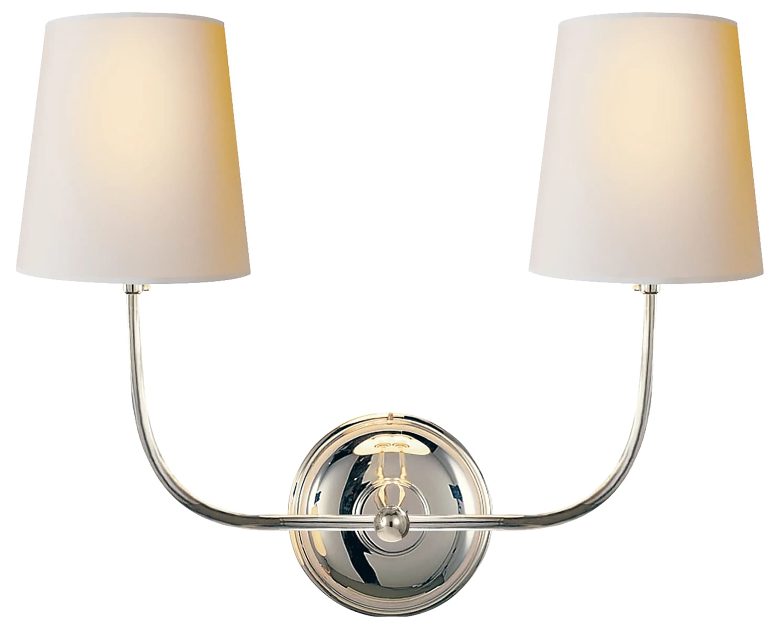 Polished Nickel &amp; Natural Paper | Vendome Double Sconce | Valley Ridge Furniture
