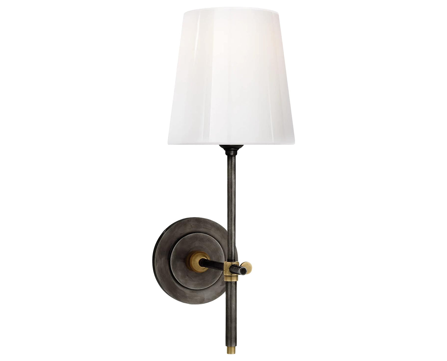 Bronze and Hand-Rubbed Antique Brass with White Glass | Bryant Sconce - White Glass Shade | Valley Ridge Furniture