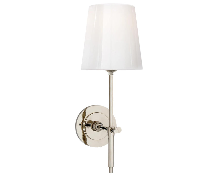 Polished Nickel and White Glass | Bryant Sconce - White Glass Shade | Valley Ridge Furniture