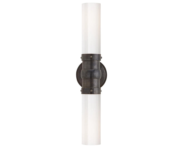 Bronze & White Glass | Graydon Double Bath Light | Valley Ridge Furniture