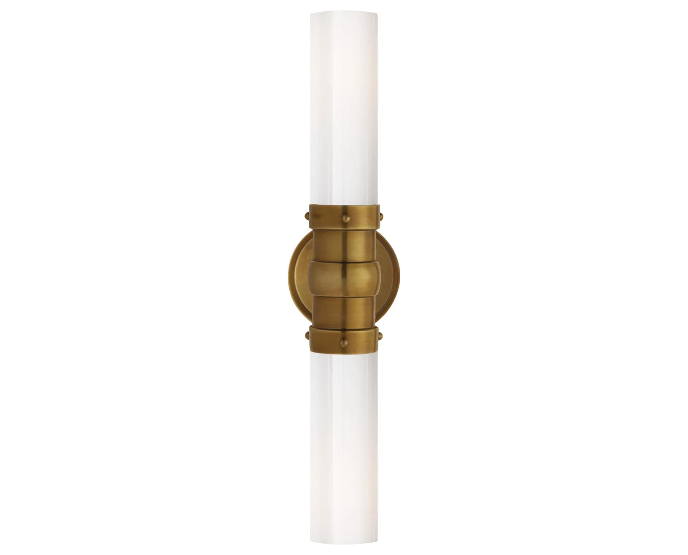Hand-Rubbed Antique Brass & White Glass | Graydon Double Bath Light | Valley Ridge Furniture