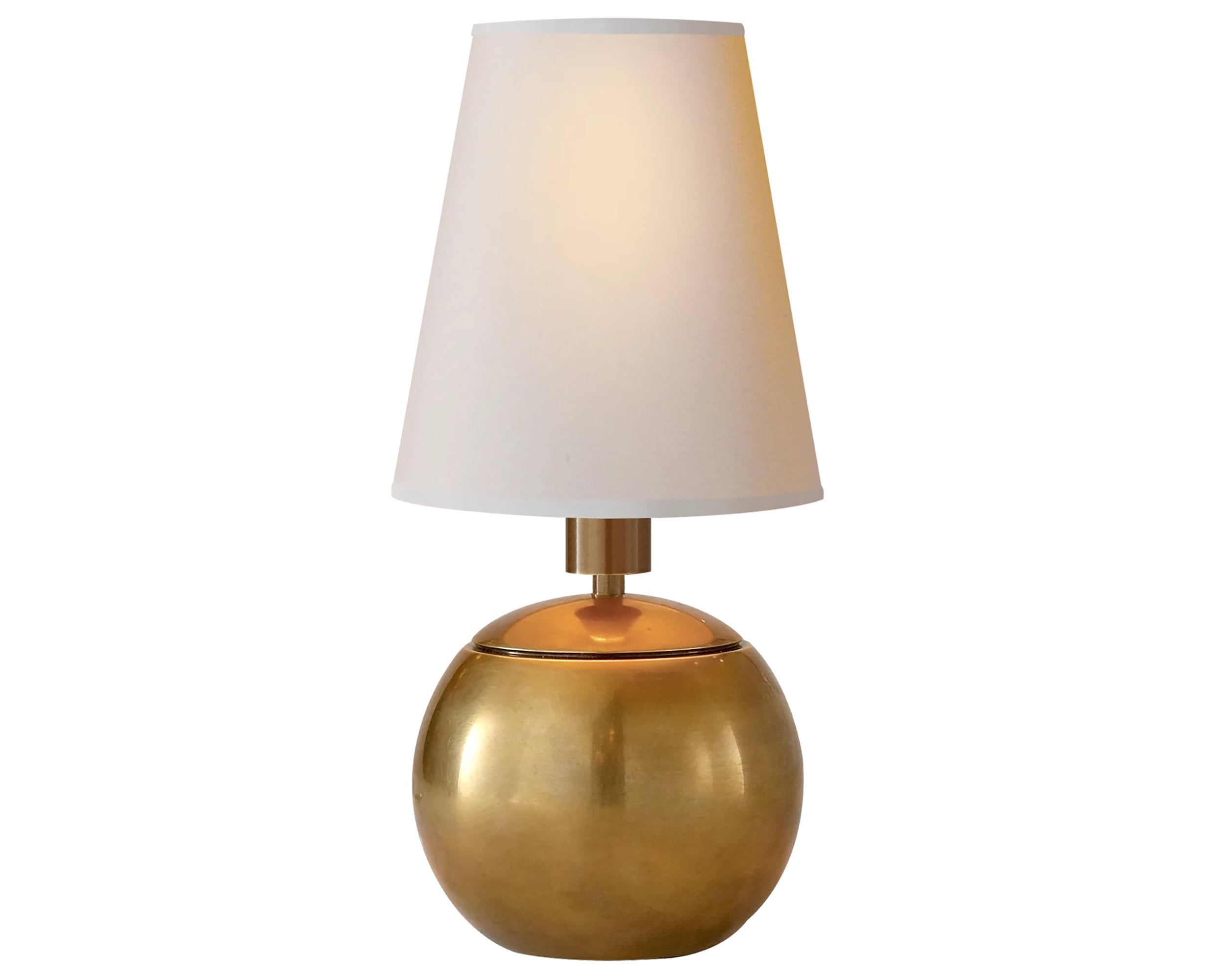 Hand-Rubbed Antique Brass & Natural Paper | Tiny Terri Round Accent Lamp | Valley Ridge Furniture