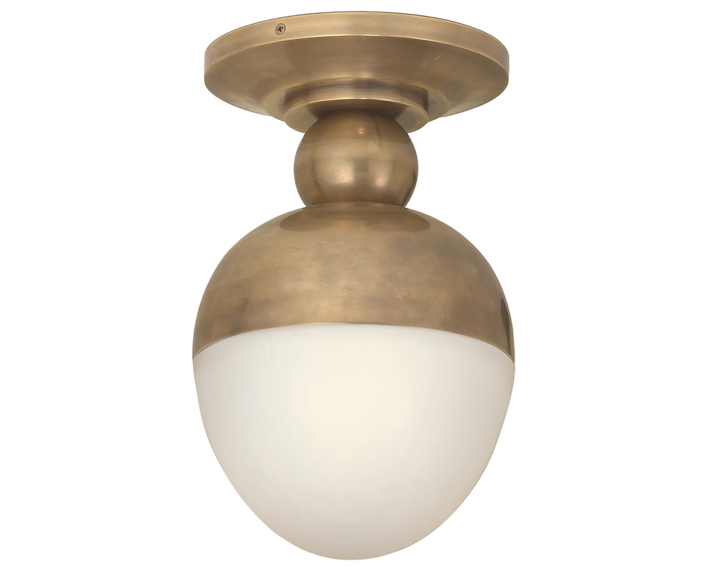 Hand-Rubbed Antique Brass & White Glass | Clark Flush Mount | Valley Ridge Furniture