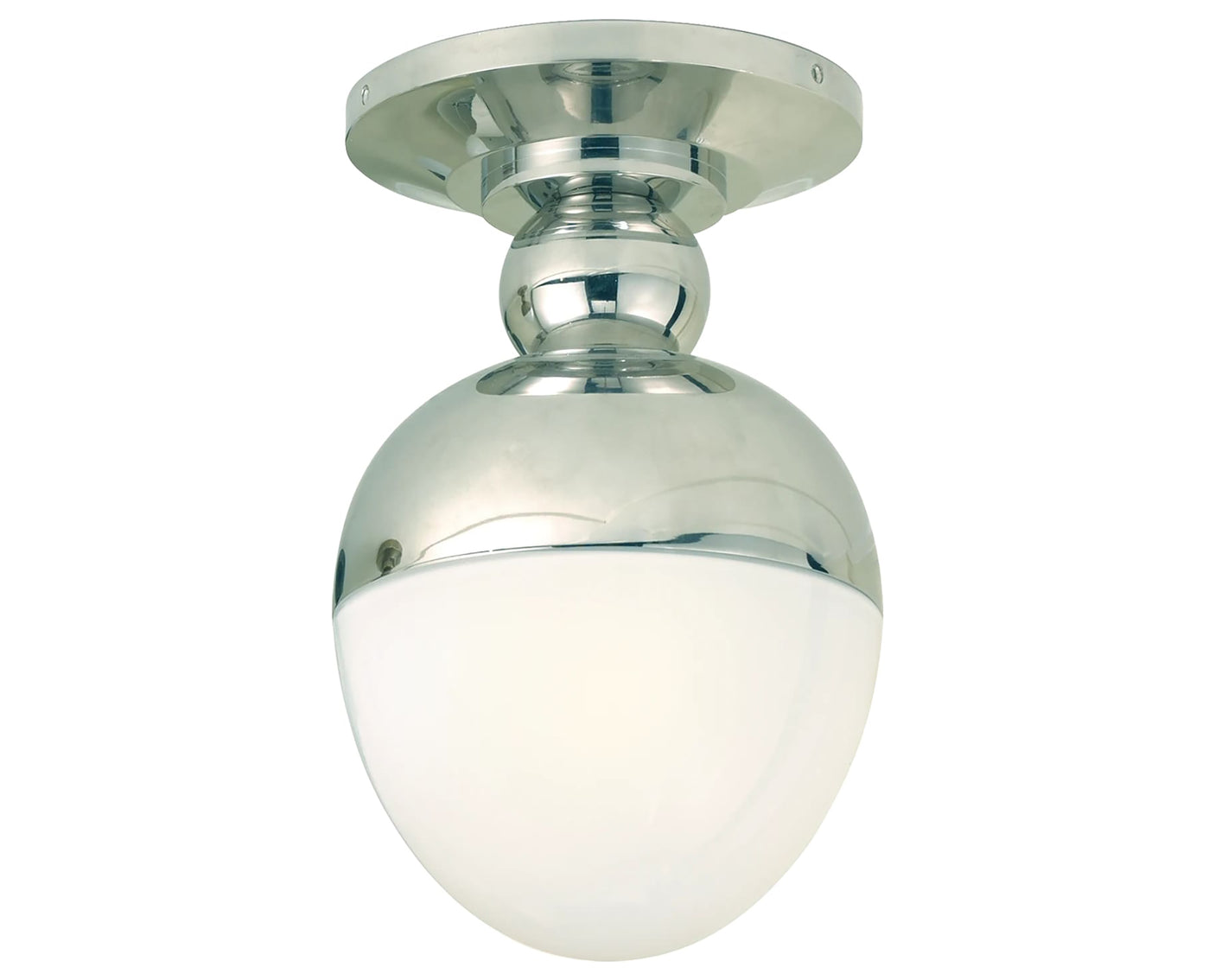 Polished Nickel & White Glass | Clark Flush Mount | Valley Ridge Furniture