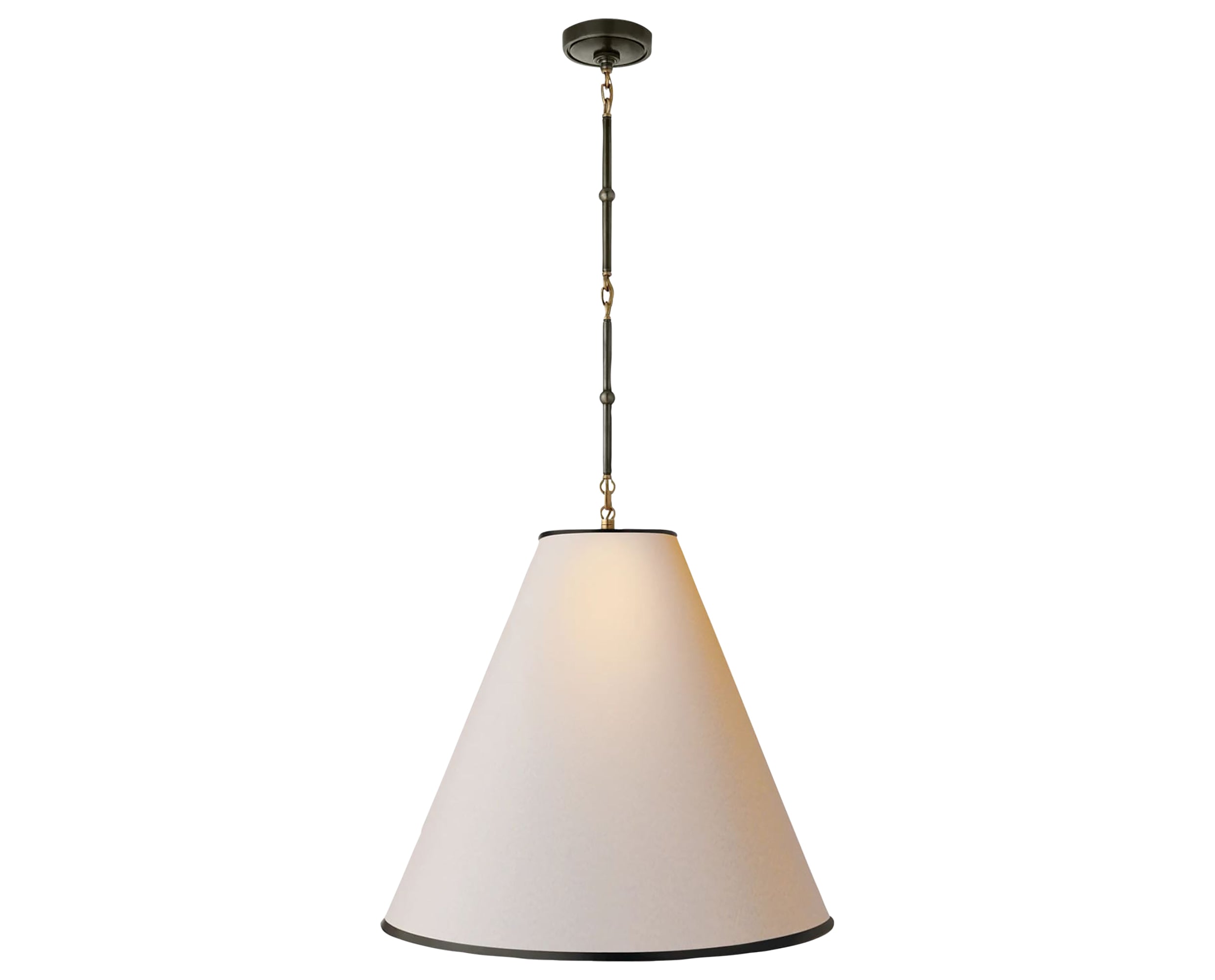 Bronze and Antique Brass and Natural Paper with Black Trim | Goodman Large Hanging Lamp | Valley Ridge Furniture