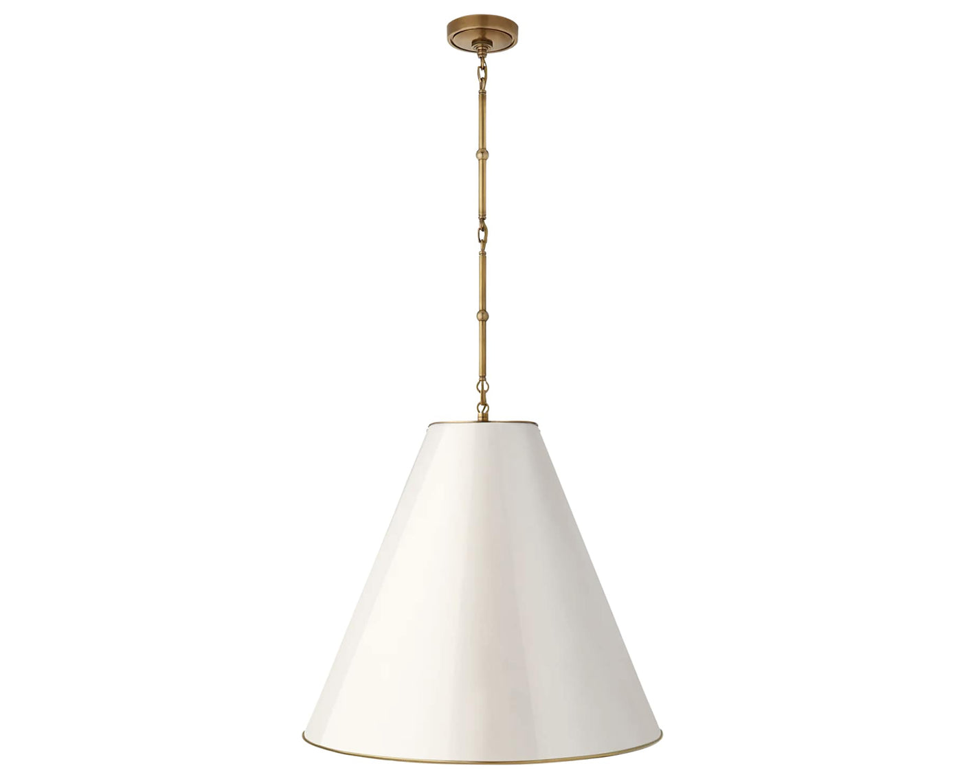 Hand-Rubbed Antique Brass and Antique White | Goodman Large Hanging Lamp | Valley Ridge Furniture