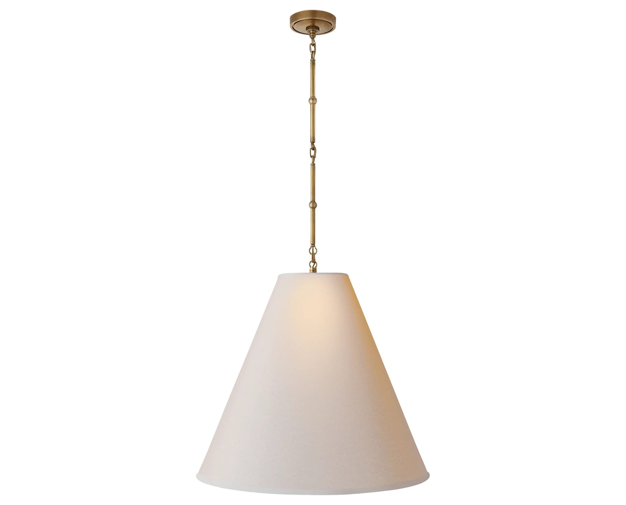 Hand-Rubbed Antique Brass and Natural Paper | Goodman Large Hanging Lamp | Valley Ridge Furniture