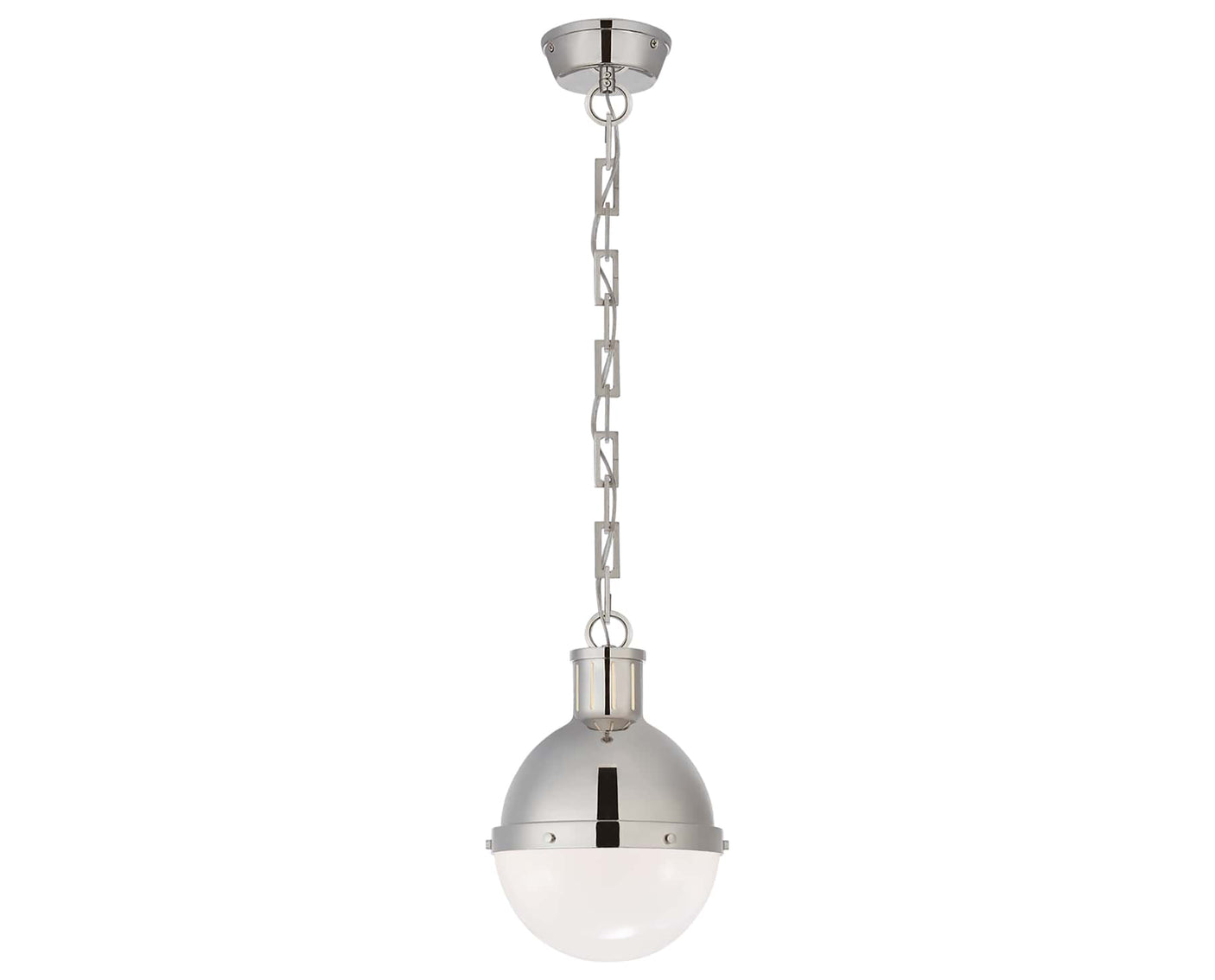 Polished Nickel & White Glass | Hicks Small Pendant | Valley Ridge Furniture