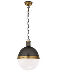 Bronze with Antique Brass & White Glass | Hicks Large Pendant | Valley Ridge Furniture