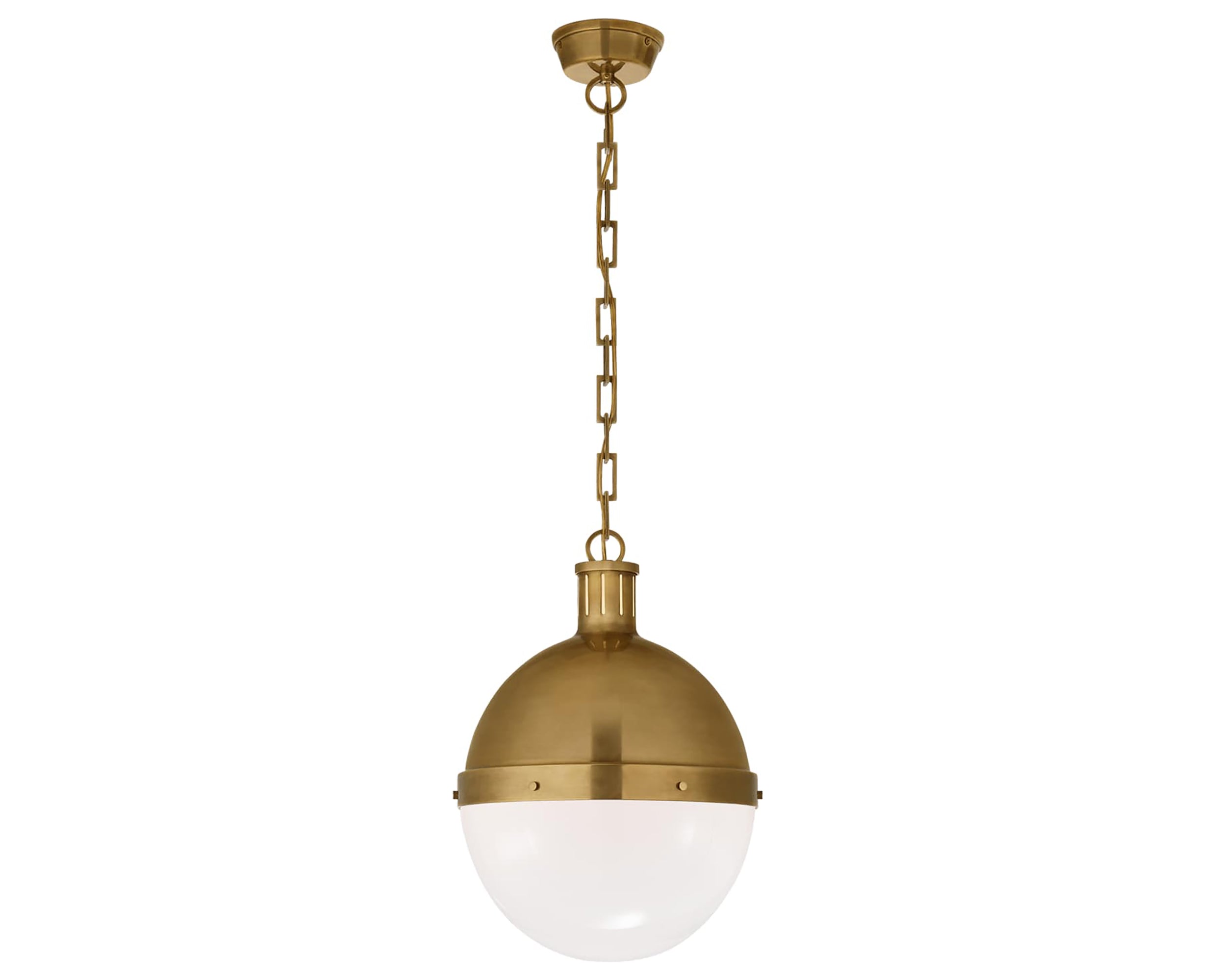 Hand-Rubbed Antique Brass &amp; White Glass | Hicks Large Pendant | Valley Ridge Furniture